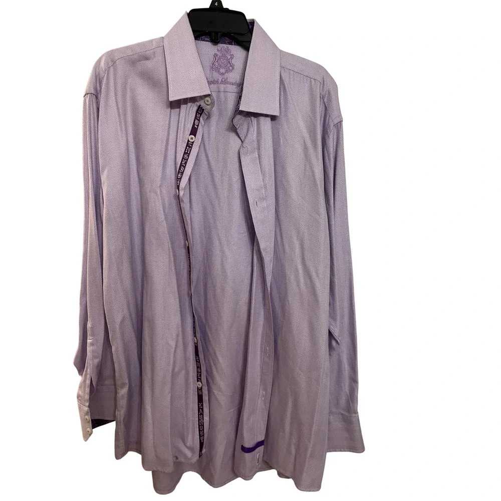 English Laundry Mens DressShirt Lavender MicroDot Pattern Button Down 17.5 34/35